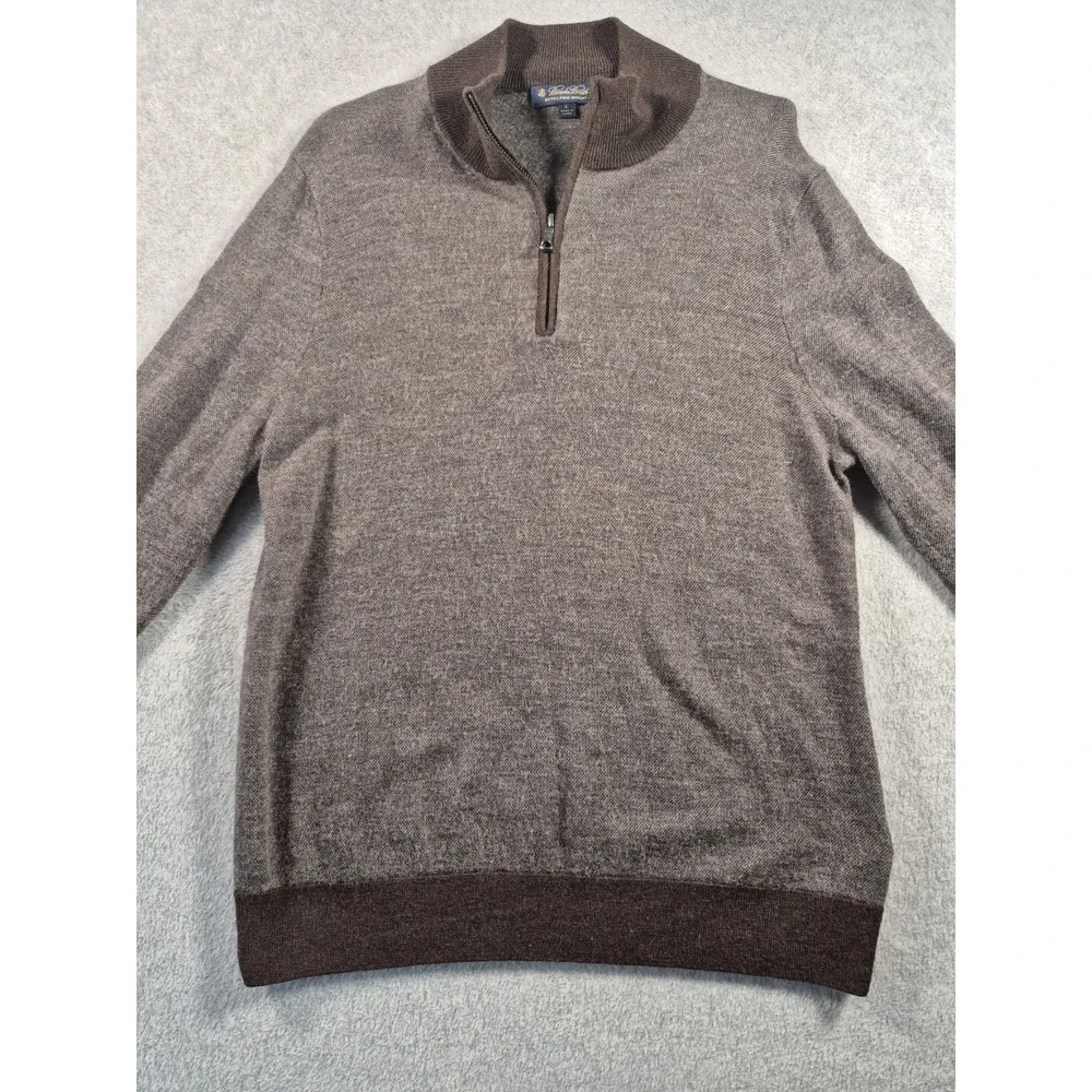 Brooks Brothers Sweater Men's Large Extra Fine Italian Merino Wool 1/4 Zip